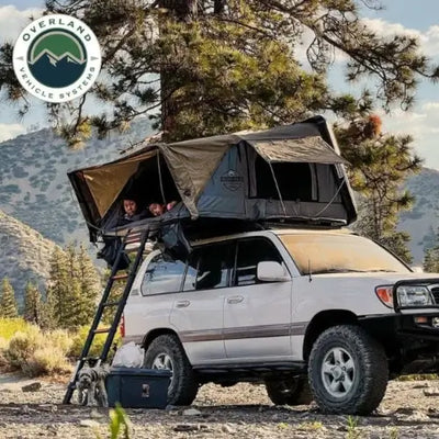 Overland Vehicle Systems Bushvled Roof Top Tent on white 4runner