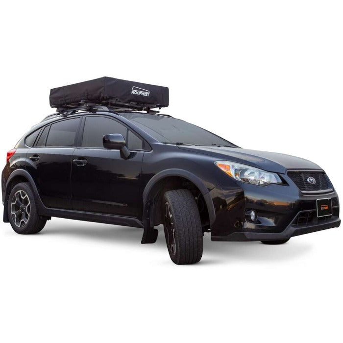 Roofnest Meadowlark roof top tent closed on Subaru Crosstrek
