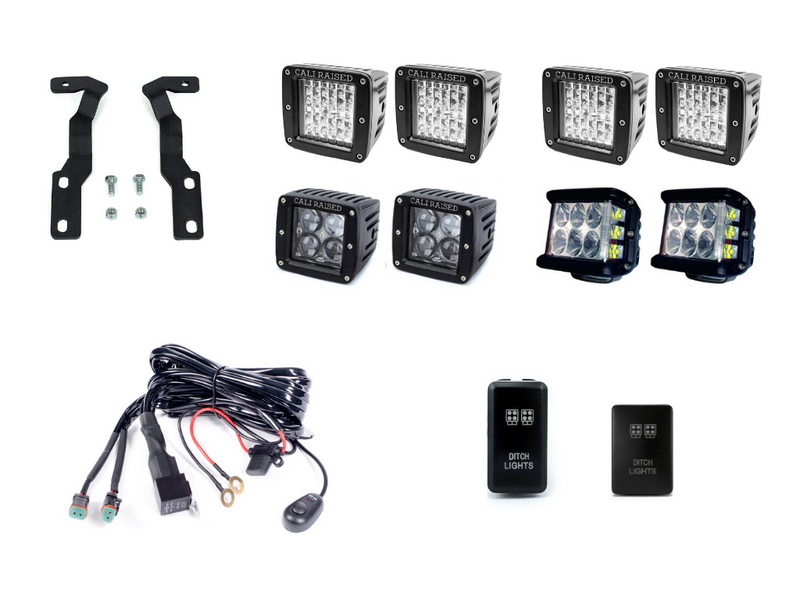 2005-2015 TOYOTA TACOMA LOW PROFILE LED DITCH LIGHT BRACKETS KIT Cali Raised LED