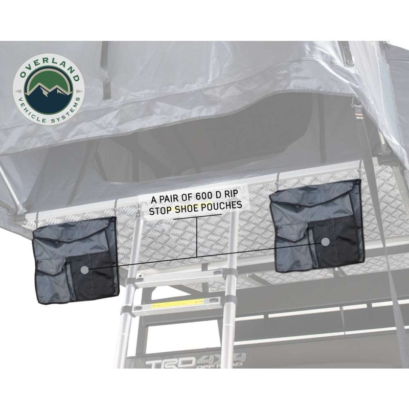 Overland Vehicle Systems Nomadic 4 Extended Roof Top Tent shoe pouches