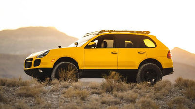 Sherpa Rammstein Roof Rack on Yellow Porsche Cayenne