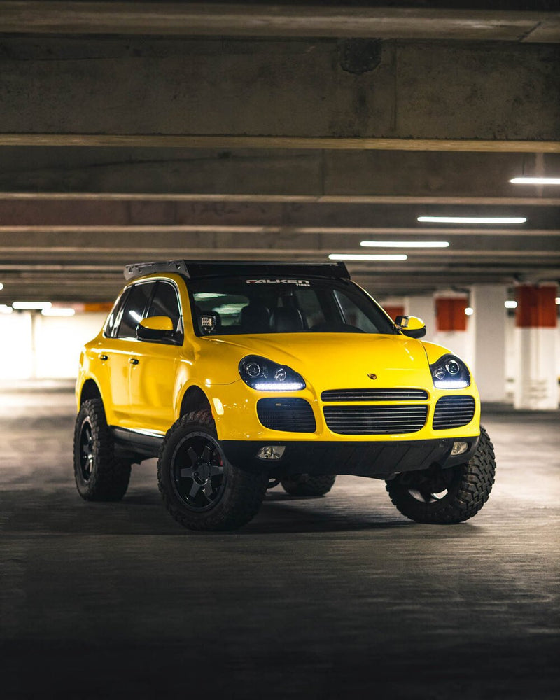 Sherpa Rammstein Porsche Cayenne Roof Rack in a Parking Lot