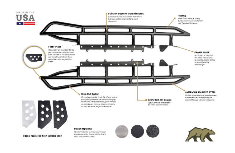 Cali Raise LED 2005-2022 TOYOTA TACOMA TRAIL EDITION ROCK SLIDERS