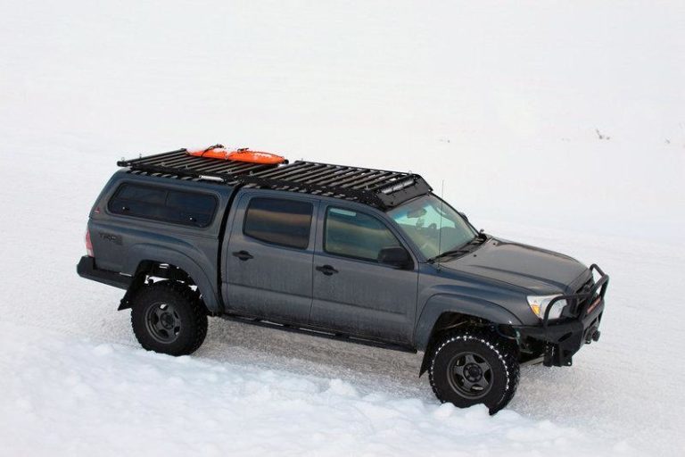 Prinsu Tacoma Double Cab Roof Rack on a grey tacoma