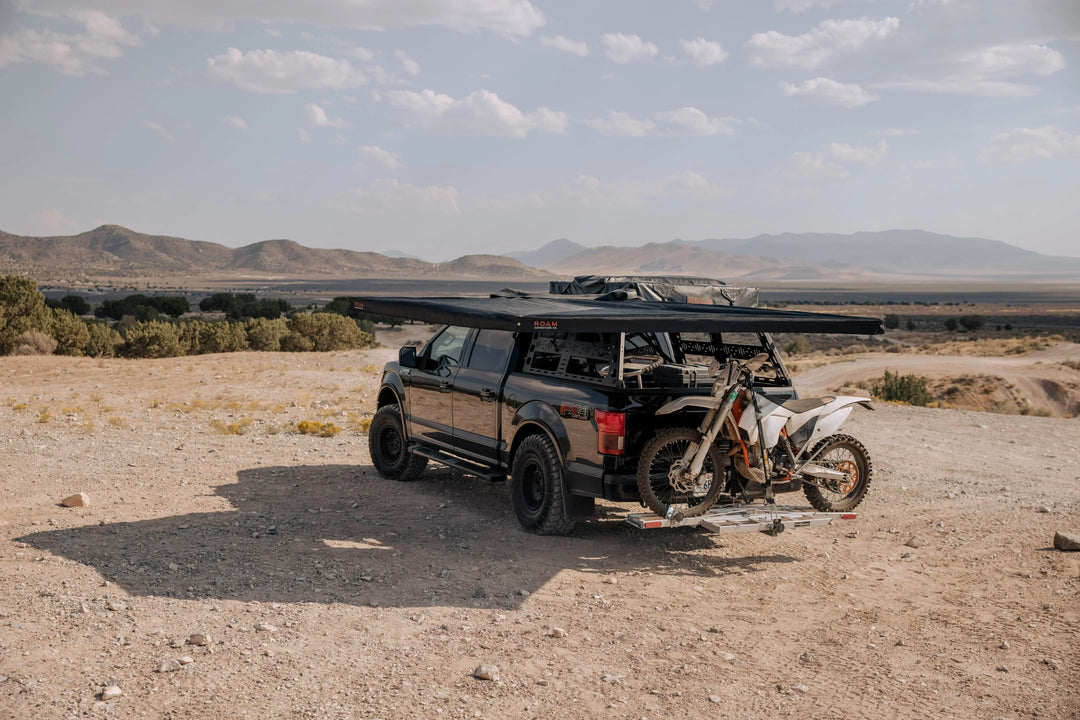 best 270 degree overland awning deployed on truck basecamp