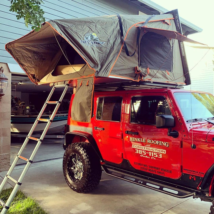 Compact aluminum tent folded for travel