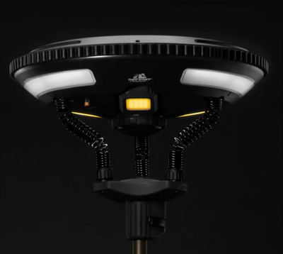 Tuff Stuff Overland Halo Solar Light on tripod at campsite