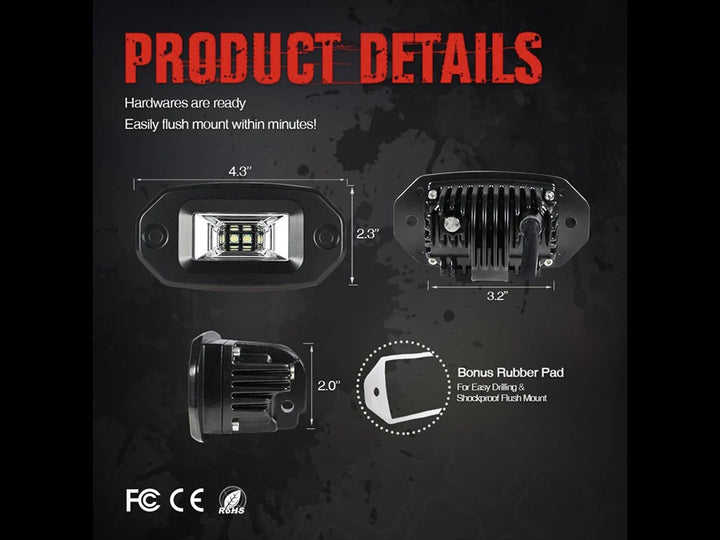 Overland Junction Cali Raise LED 20W Flood Flush Mount LED Pod
