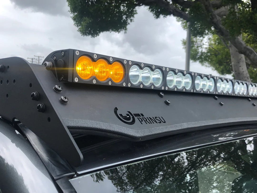 Overland Junction Cali Raised Dual Function AmberWhite LED Light Bar Prinsu Mounting Brackets