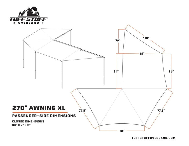 Overland camping awning XL