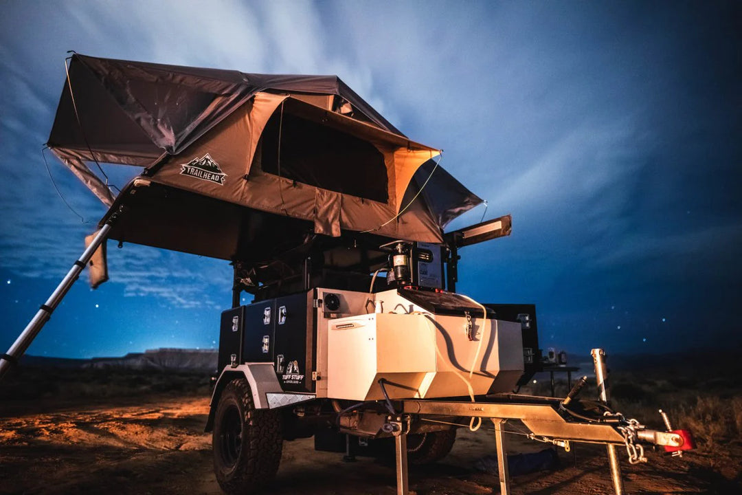 Trailhead camping tent setup
