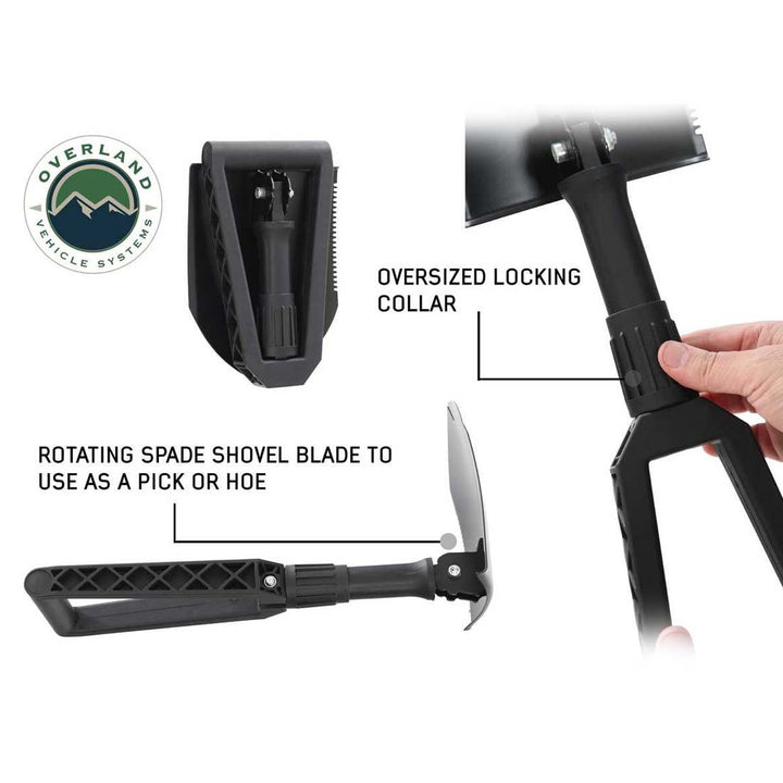 Compact folding utility shovel
