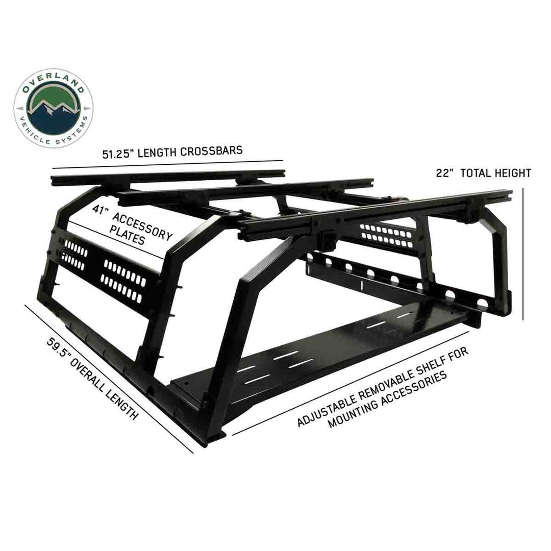Truck bed rack for overlanding gear
