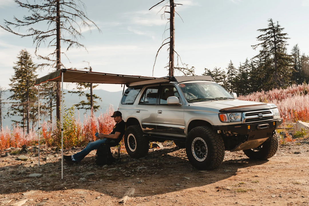 Rugged awning shelter for camping