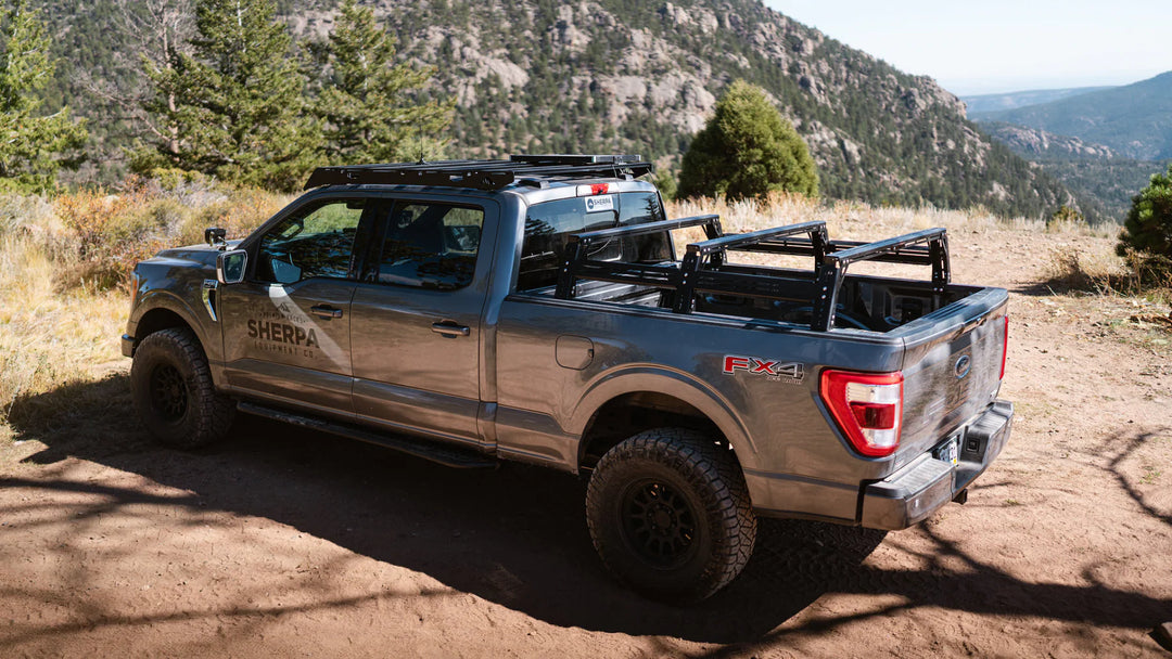 Side view of Sherpa bed rack