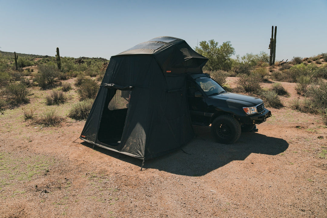 rooftop tent with annex Vagabond XL Rooftop Tent - ROAM Slate Grey/Navy Blue