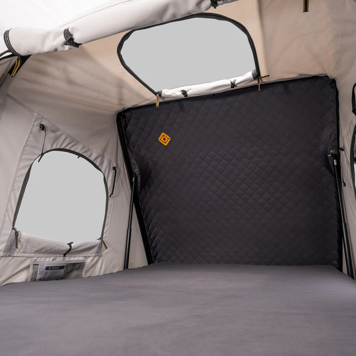 Rivian rooftop tent with panoramic view