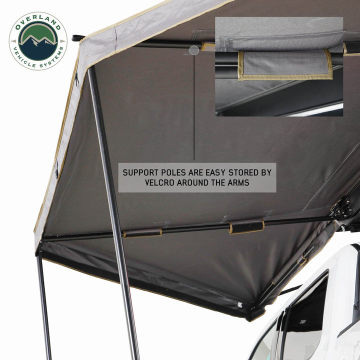 Awning setup with black travel cover
