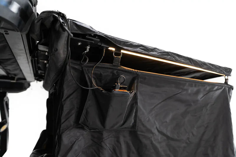 LED-lit shower awning shelter