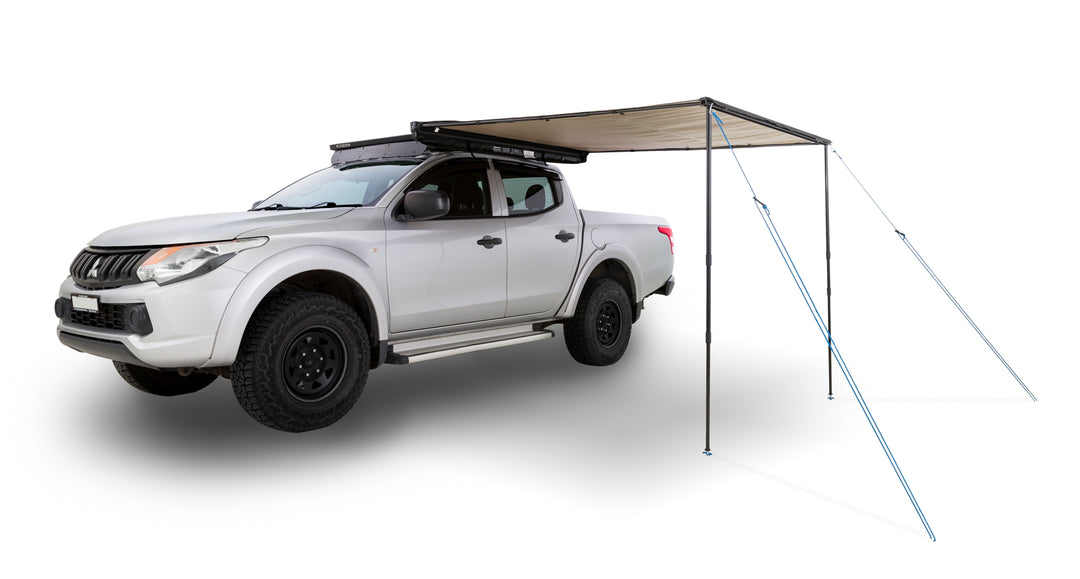 Sunseeker awning mounted on SUV roof rack