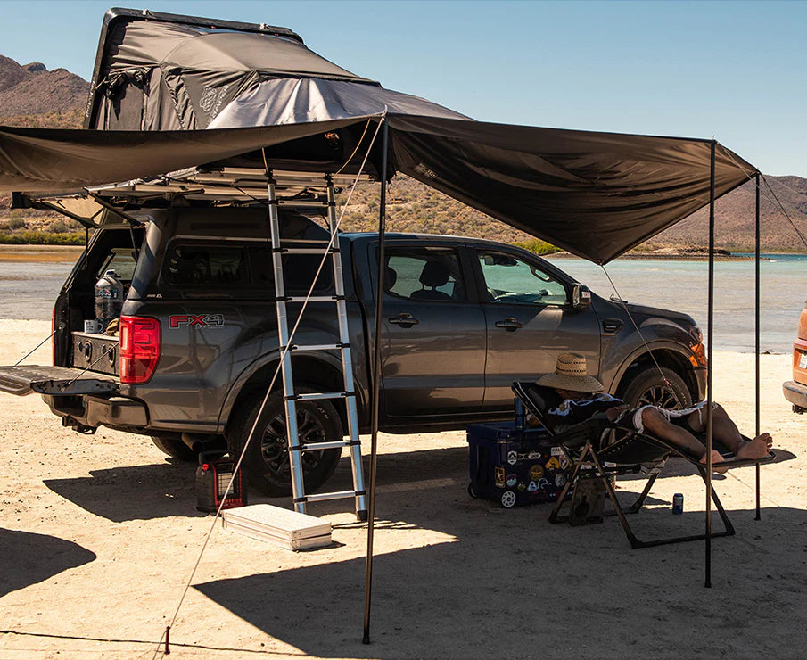 rooftop tent with awning iKamper 3.0 Colour:Rose Frame VLT 17% Rose Lens Crater Lake Private Woodlands size-17-s the annex is both