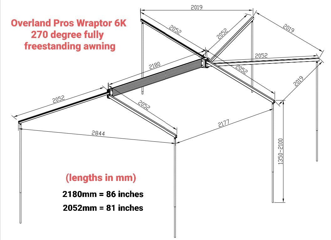Overland Pros Wraptor 6k Free Standing 270 Degree Awning