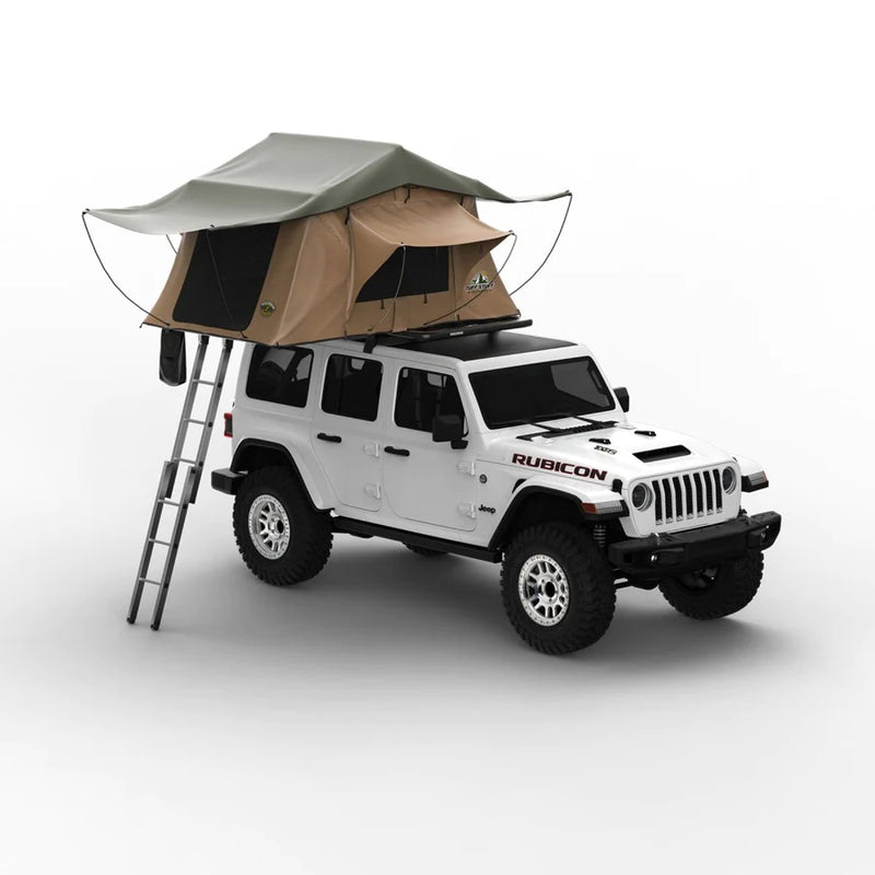 Tuff Stuff Overland Rooftop Tent open on Jeep Rubicon