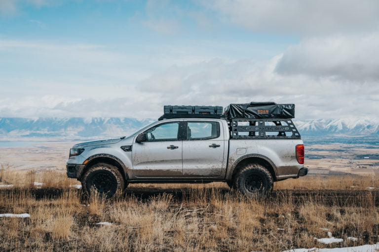 Ford Ranger Bed Rack Side view with a roof top tent